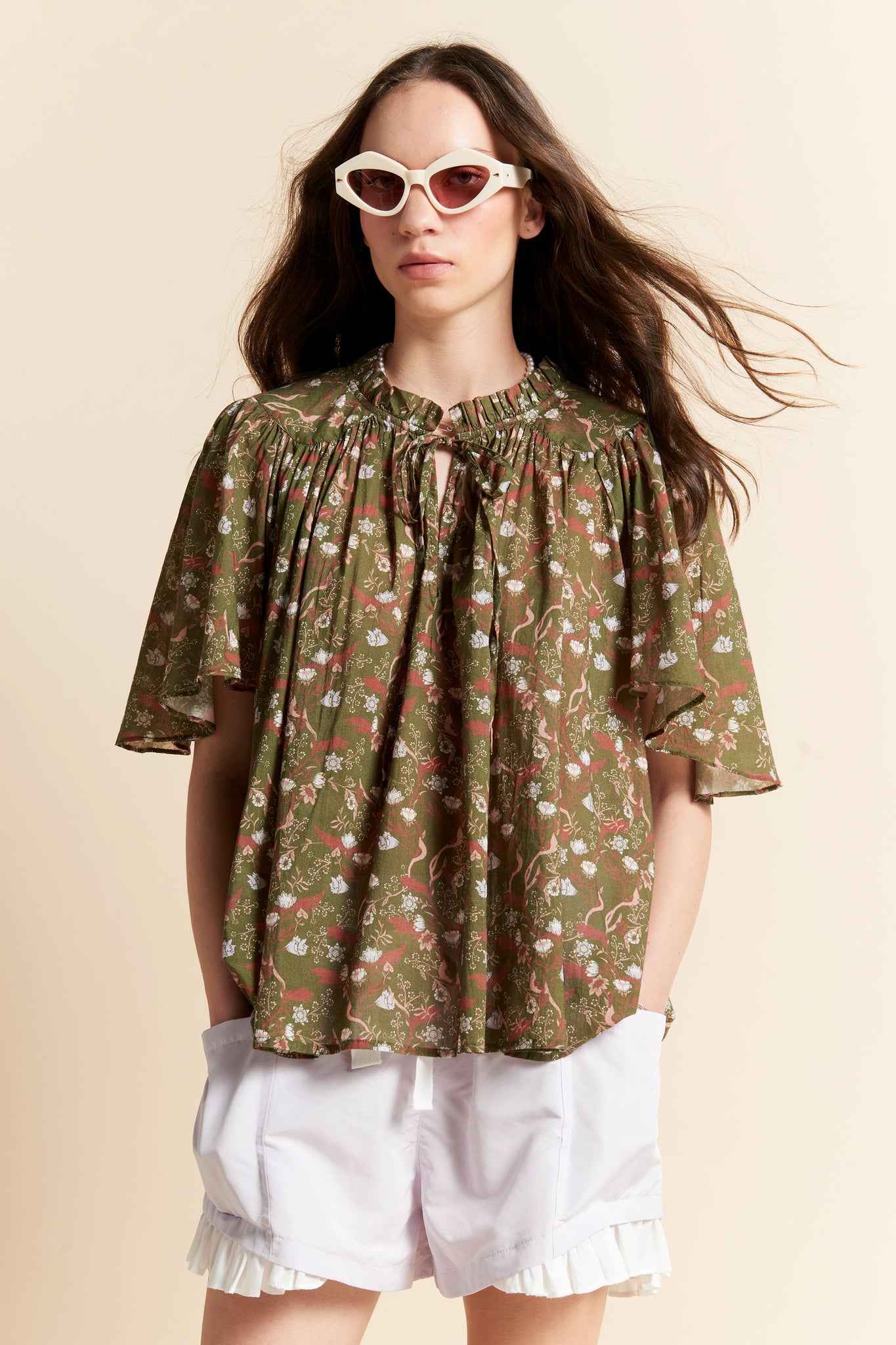 Agnes Blouse Olive Multi