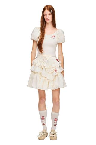 Simone Rocha Puff Sleeve T-Shirt Chalk White