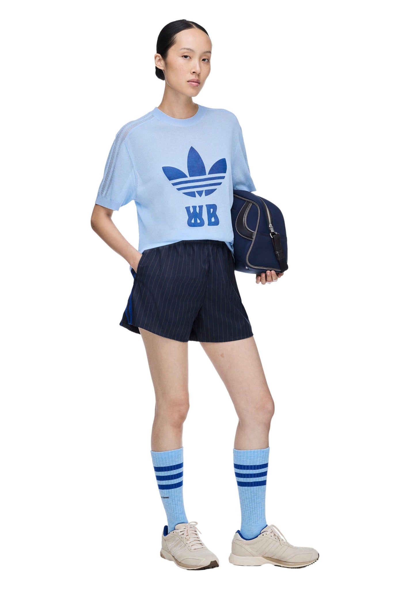 Wales Bonner Pinstripe Shorts Night Navy
