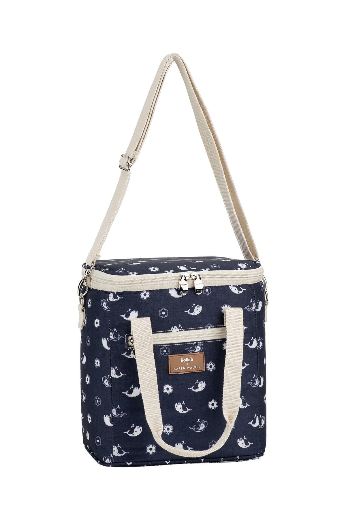 Mini Cooler Floral Whale Navy