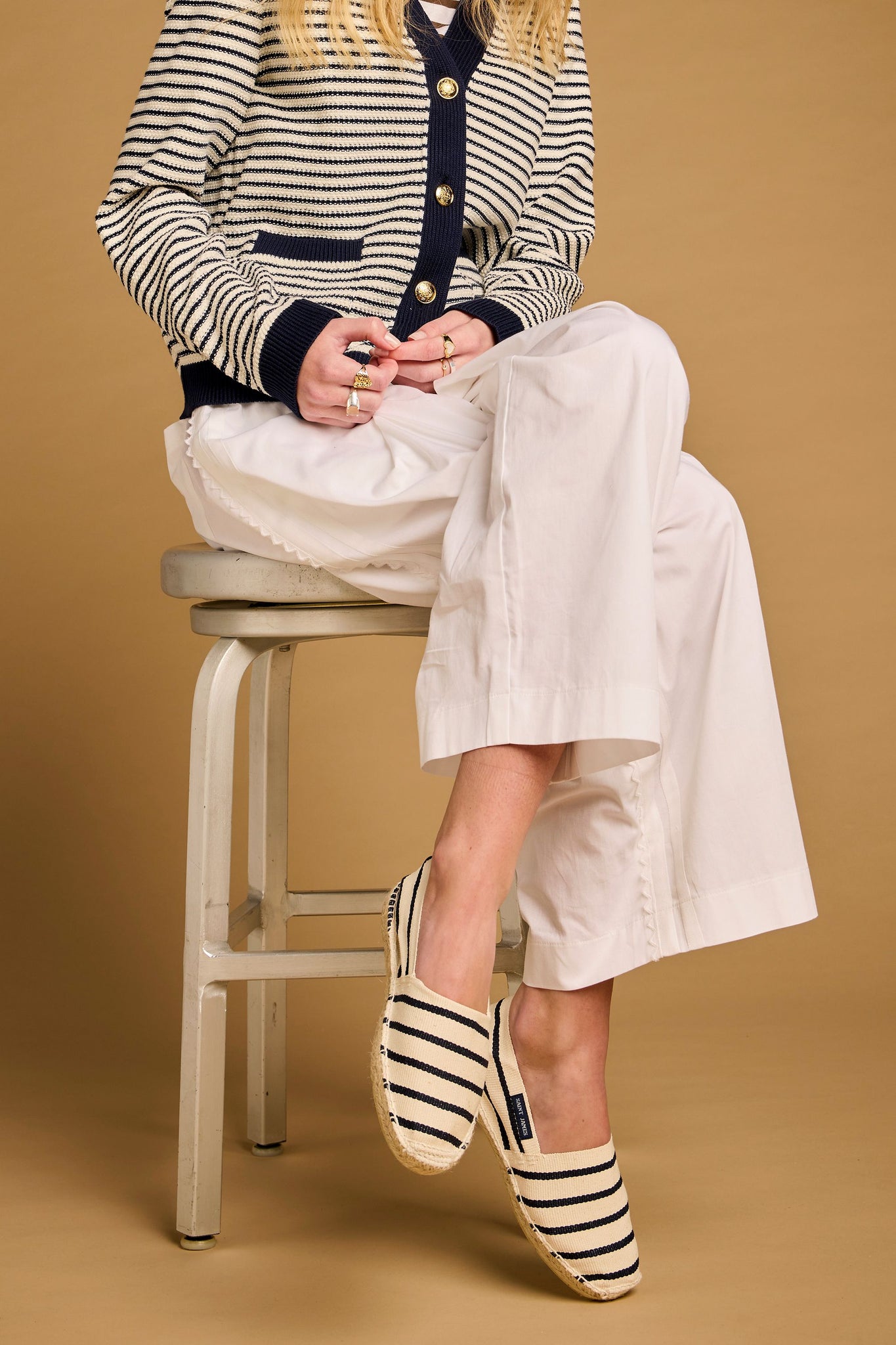 Espadrille R F Blanc/Marine