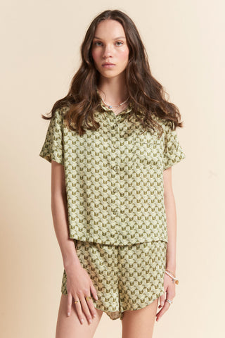 Monogram Tiles Silk Boxer PJ Olive