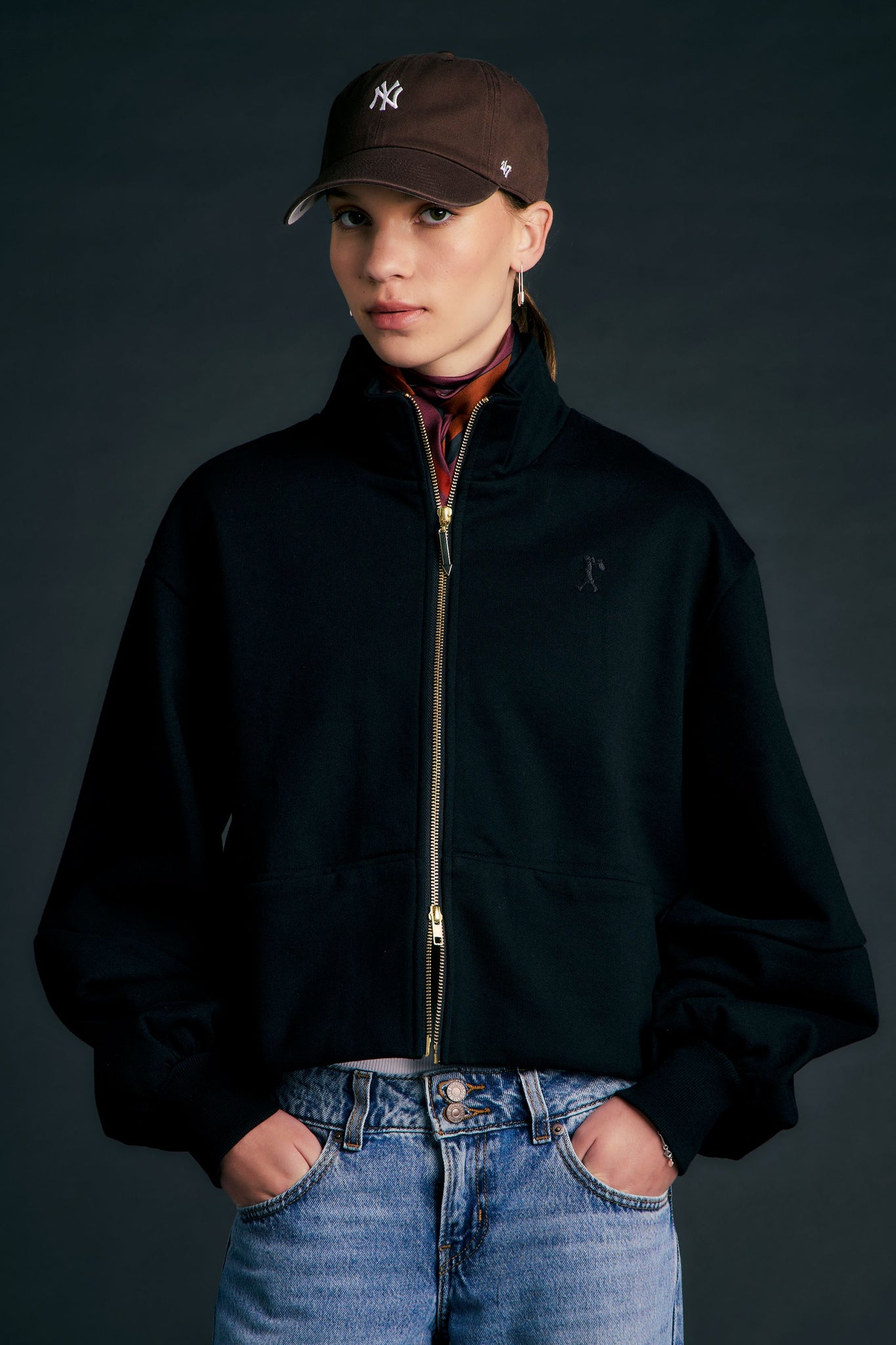 Runaway Zip Front Sweatshirt Black