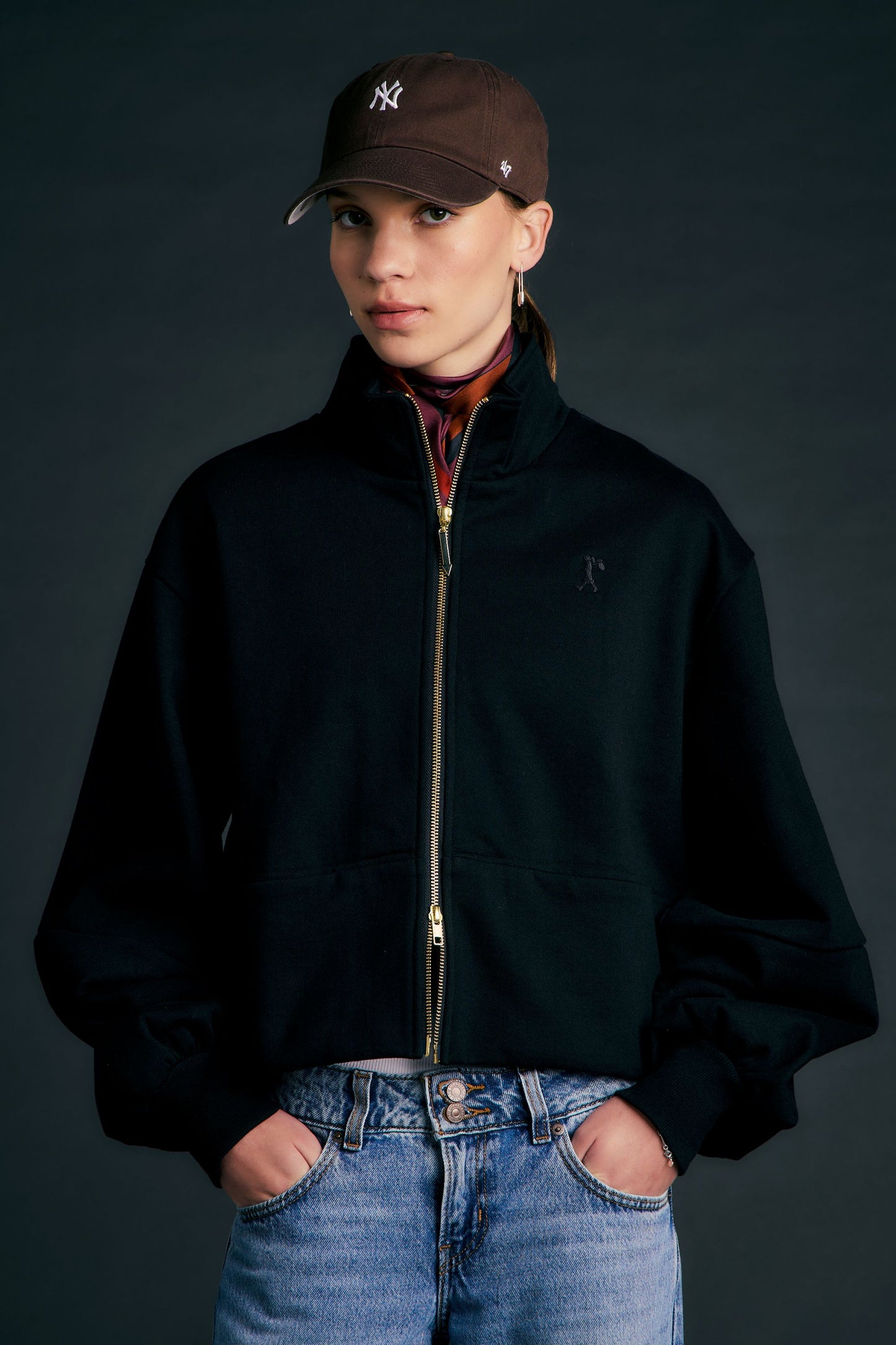 Runaway Zip Front Sweatshirt Black