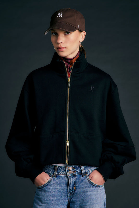 Runaway Zip Front Sweatshirt Black