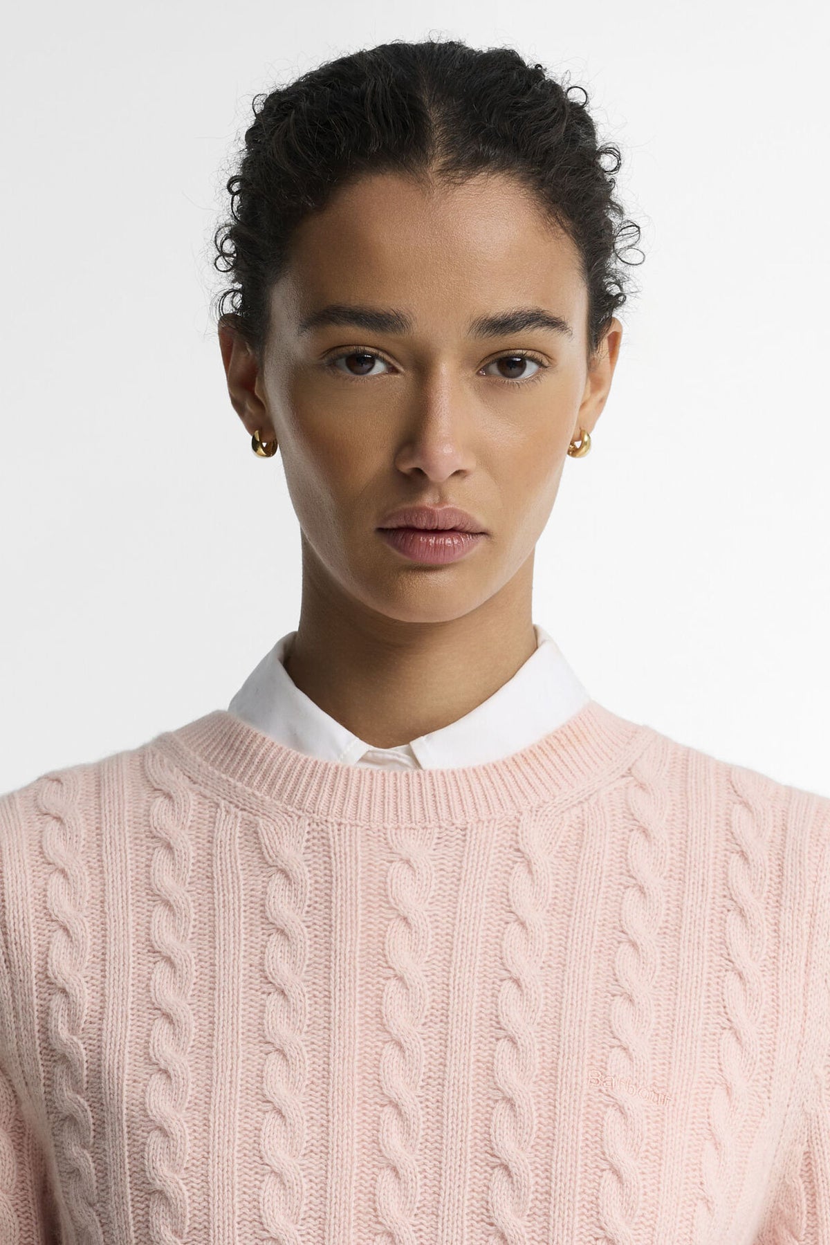 Ashdown Cable Knitted Jumper Pink Blush