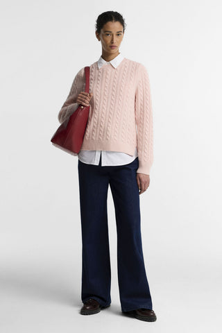 Ashdown Cable Knitted Jumper Pink Blush