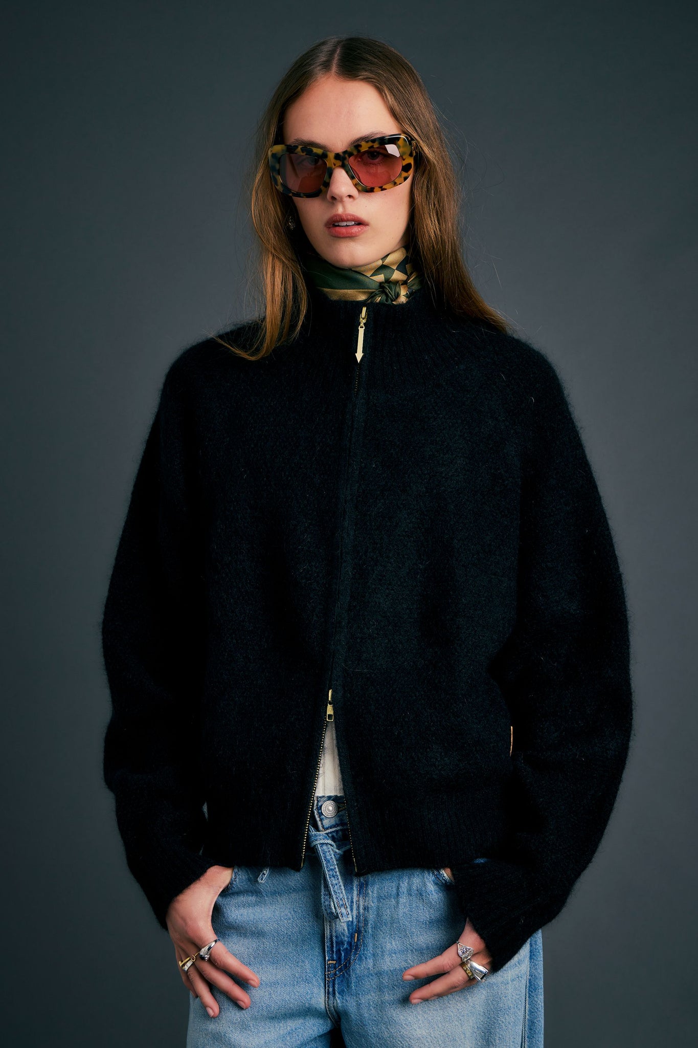Nestle Knit Bomber Black