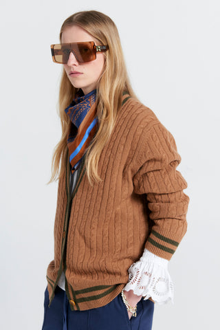 Collegiate Knit Cardigan Tan/Olive