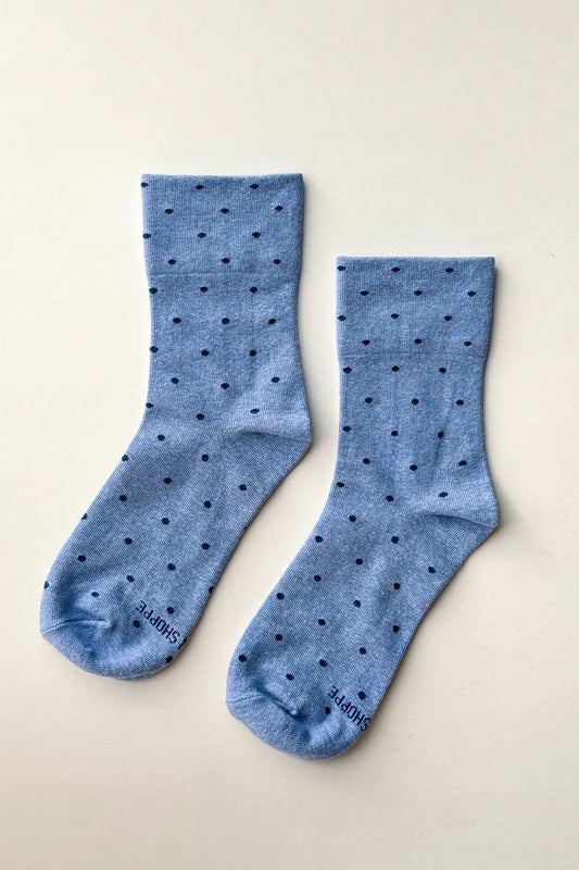 Patterned Sneaker Socks Blue/Navy Polka Dot