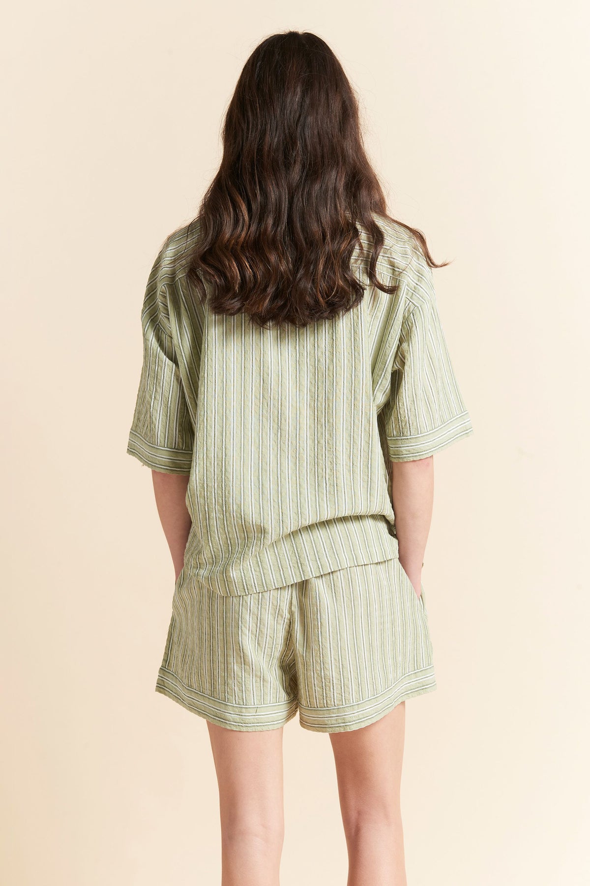 Seersucker Stripe Boxer PJ Olive