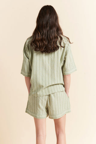 Seersucker Stripe Boxer PJ Olive