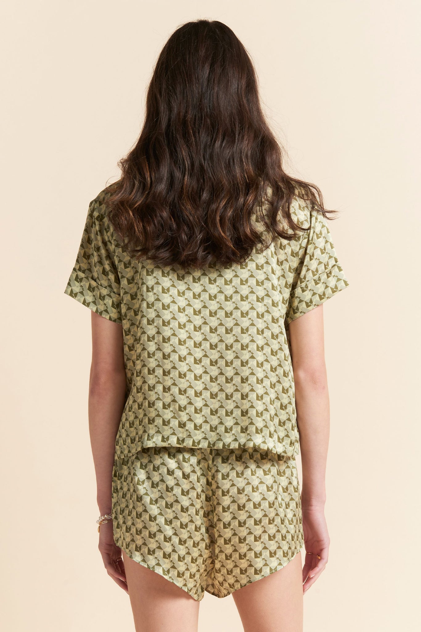 Monogram Tiles Silk Boxer PJ Olive