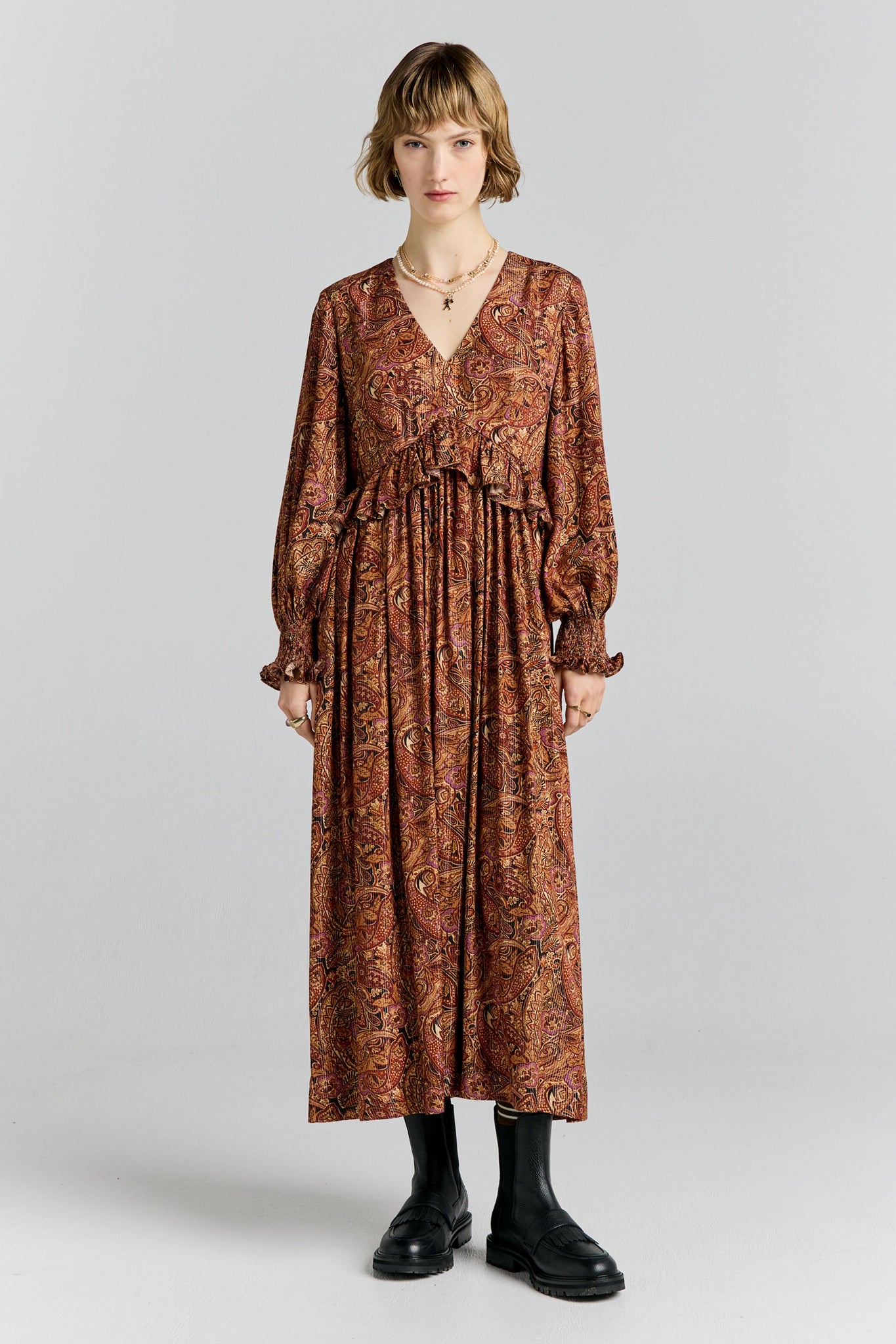 Halo Dress Burgundy Multi