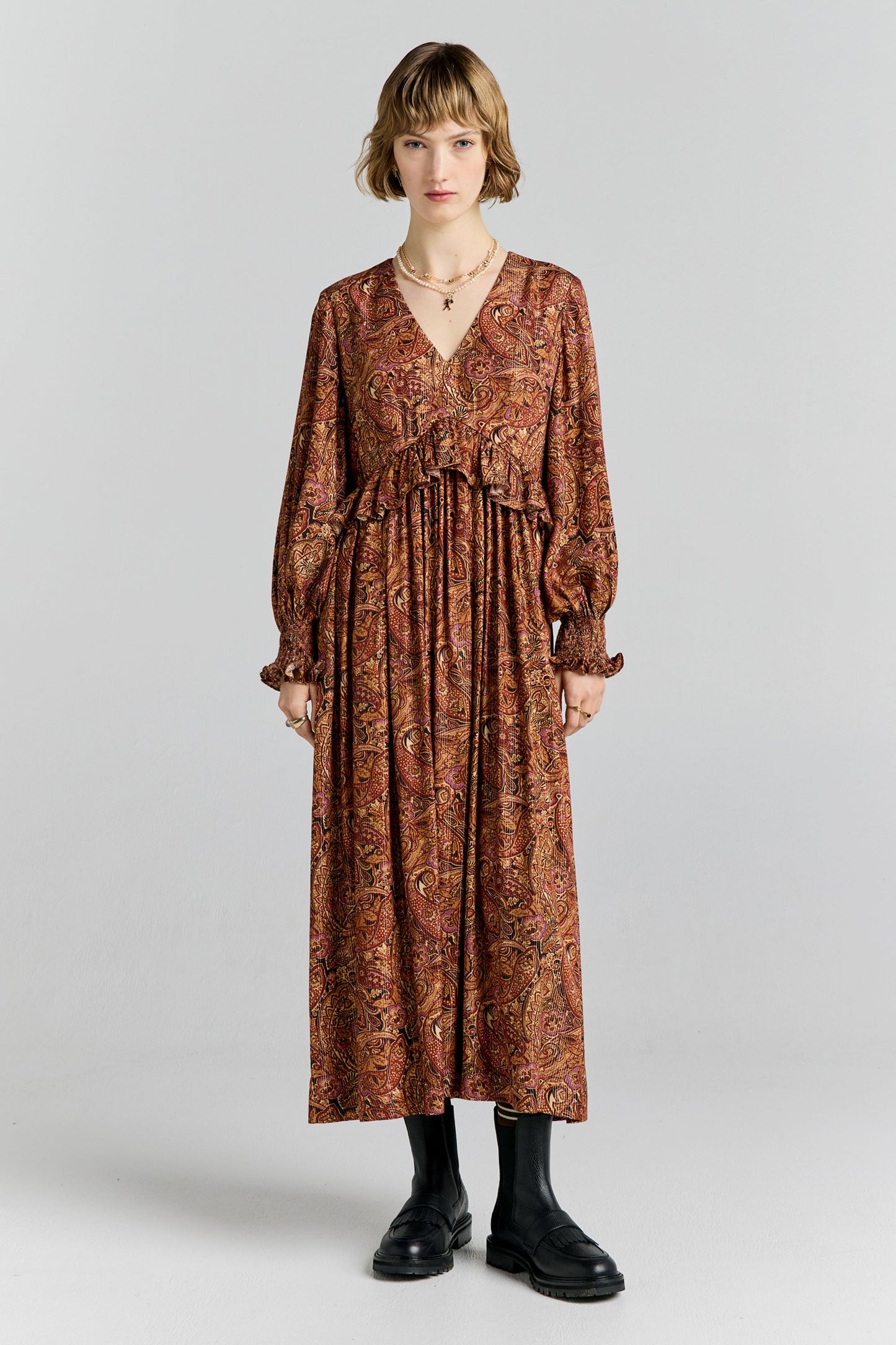 Halo Dress Burgundy Multi