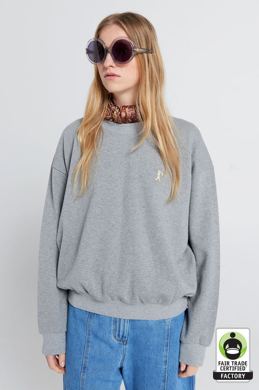Runaway Girl Organic Cotton Crewneck Sweatshirt Grey Marle