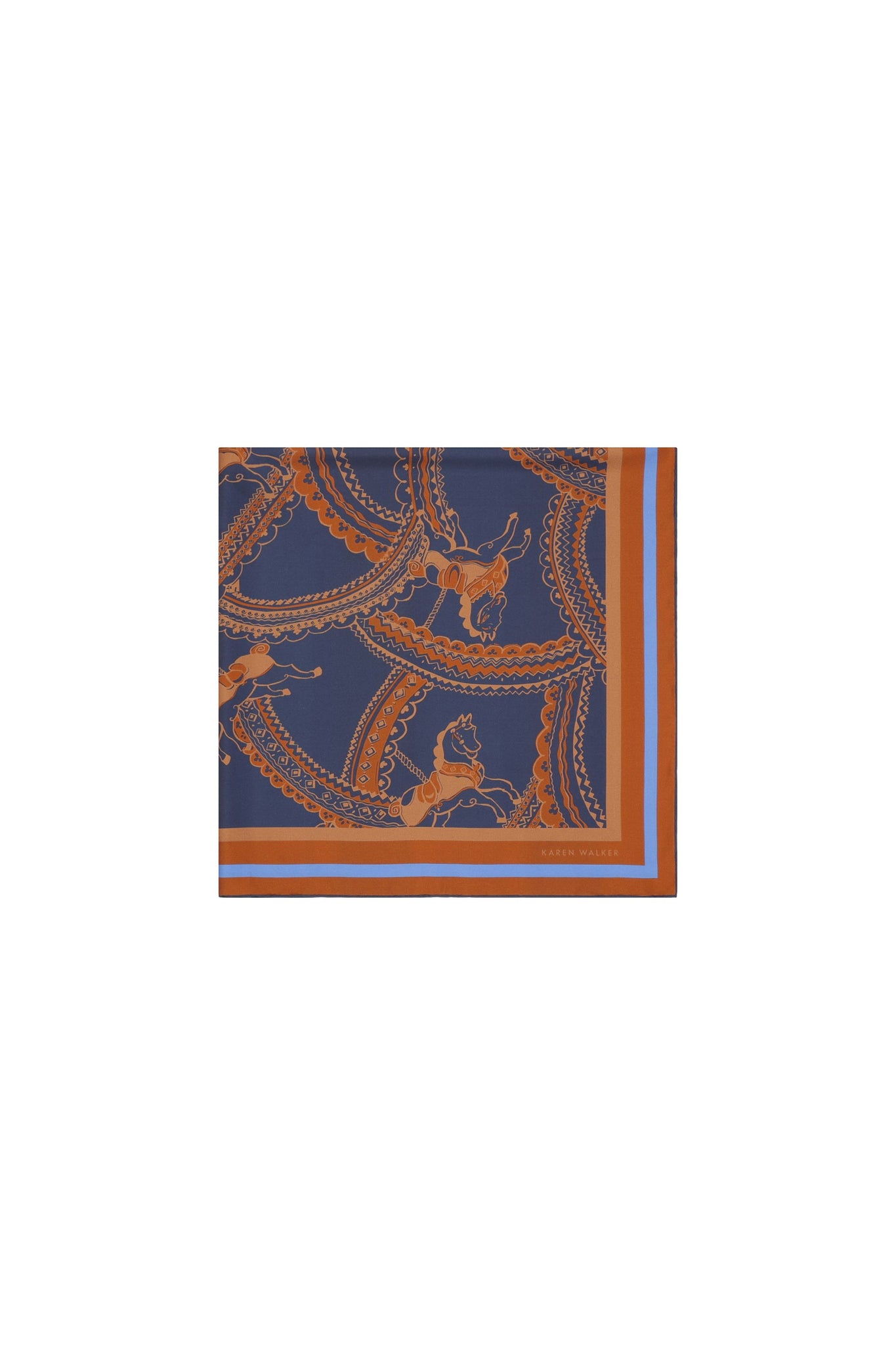 Carousel Classic Silk Scarf Navy Multi