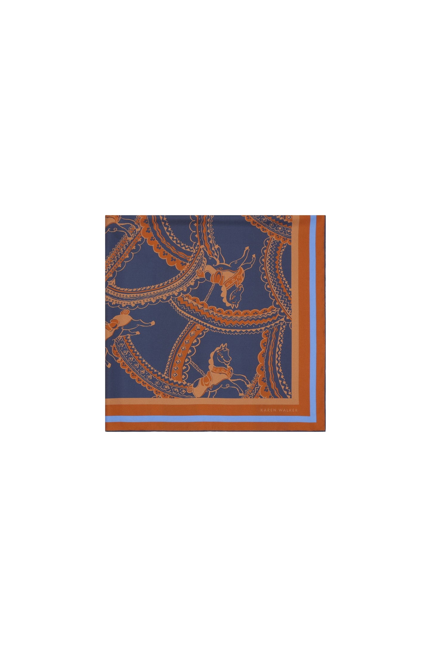 Carousel Classic Silk Scarf Navy Multi