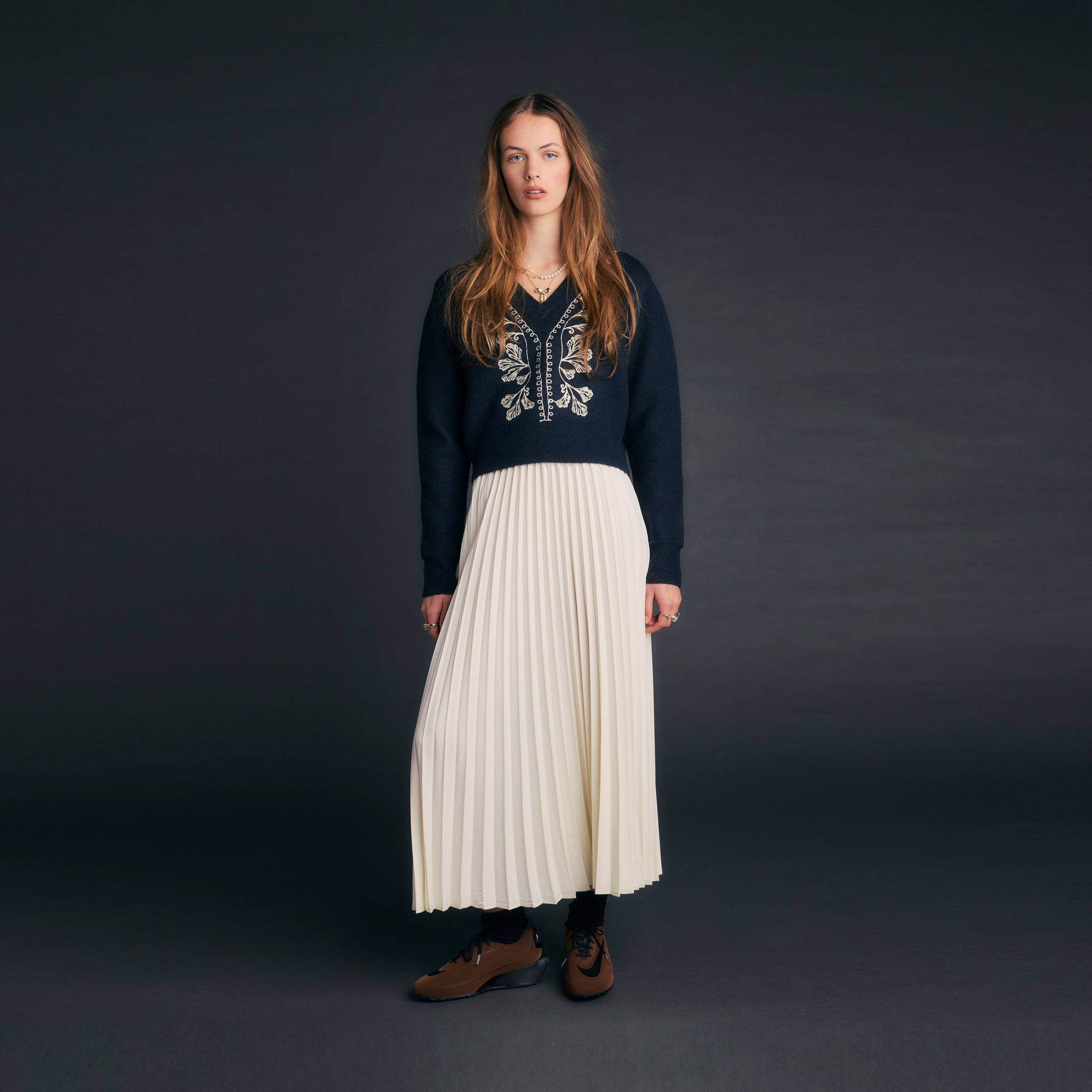Sunray Pleated Skirt Cream