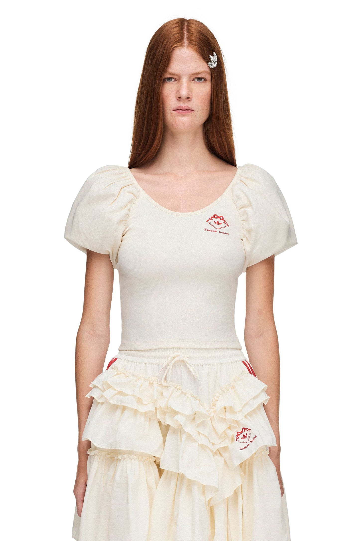 Simone Rocha Puff Sleeve T-Shirt Chalk White