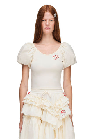 Simone Rocha Puff Sleeve T-Shirt Chalk White