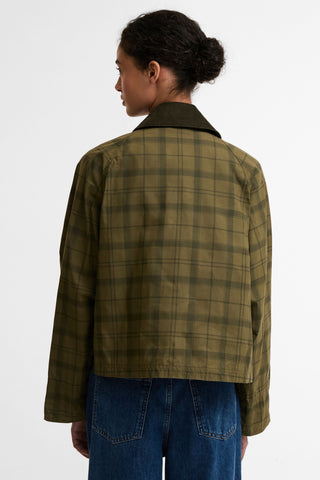Tartan Cropped Beadnell Casual Jacket Dusky Green Tartan