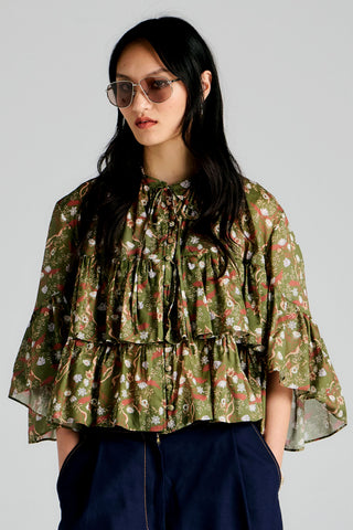 Fleur Blouse Olive Multi