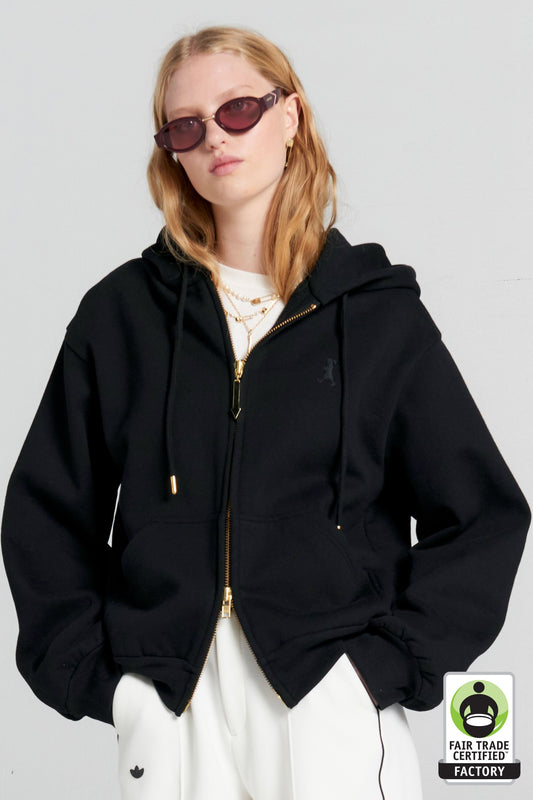 Runaway Girl Cropped Oversized Hoodie Black
