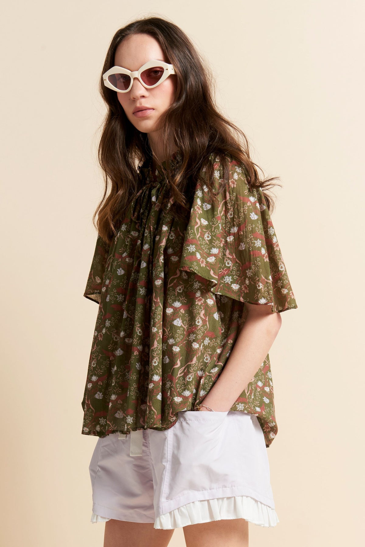 Agnes Blouse Olive Multi