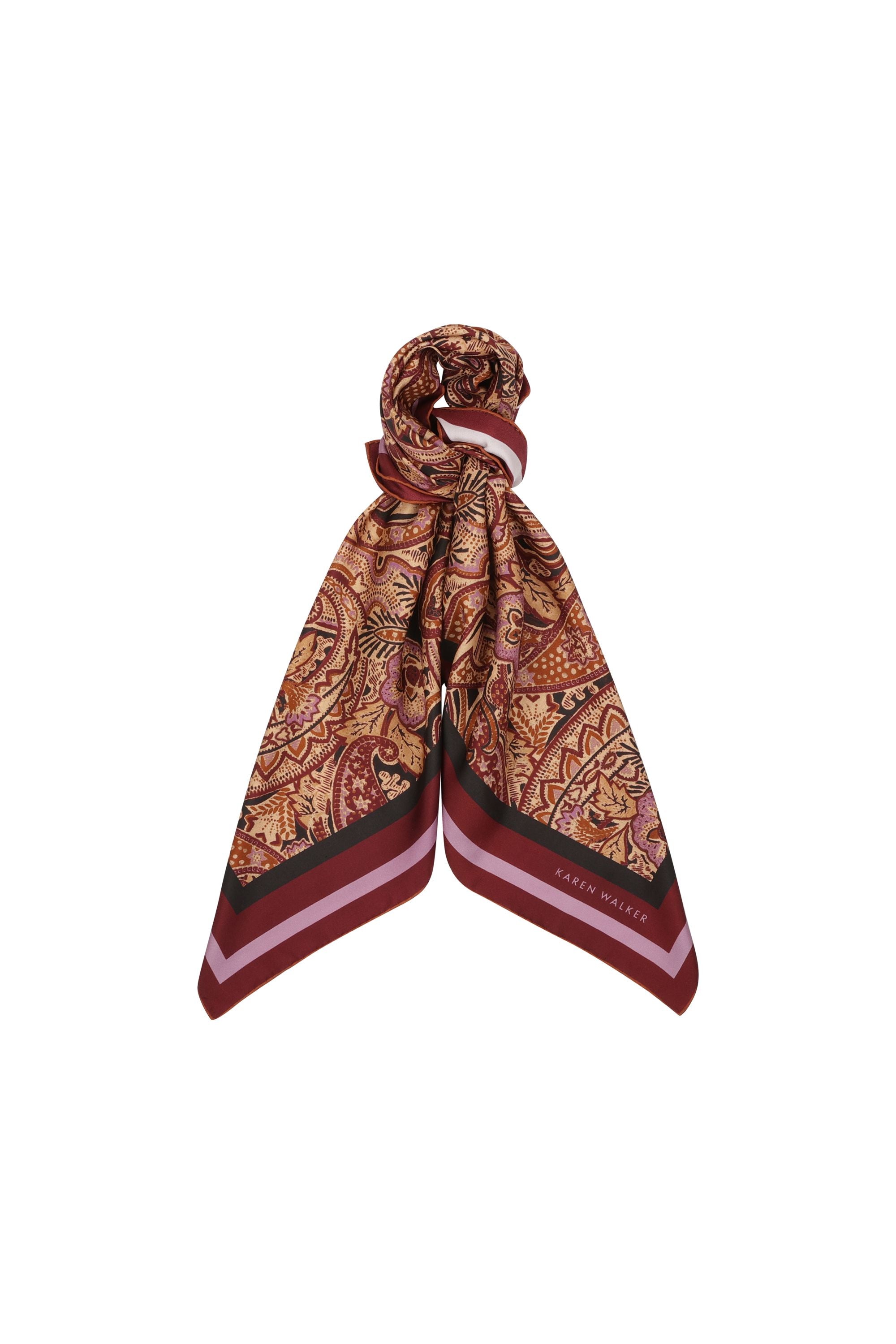Paisley Classic Silk Scarf Burgundy Multi – Karen Walker