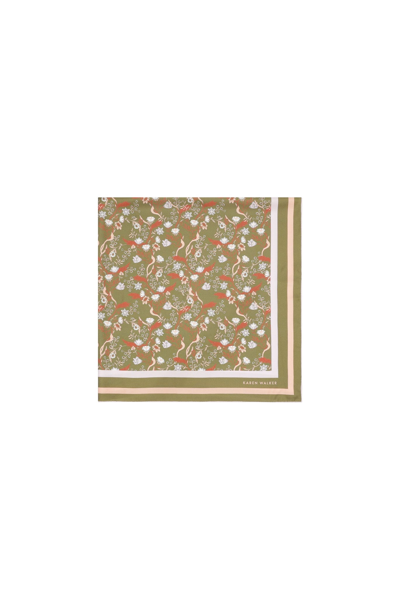 Whimsy Floral Classic Scarf Olive Multi