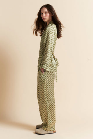 Monogram Tiles Silk Wrap PJ Olive