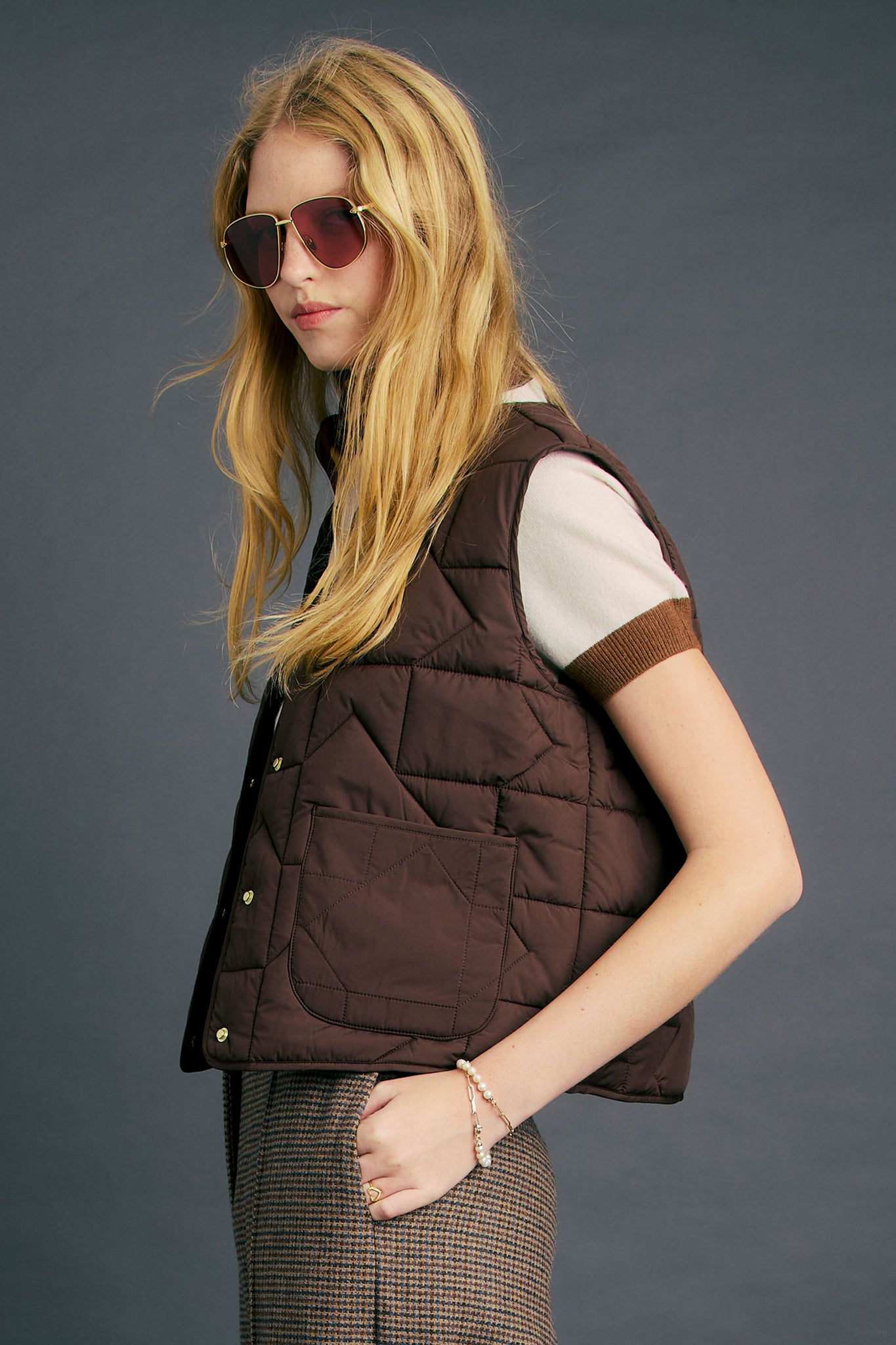 Quilted Drift Vest Chocolate