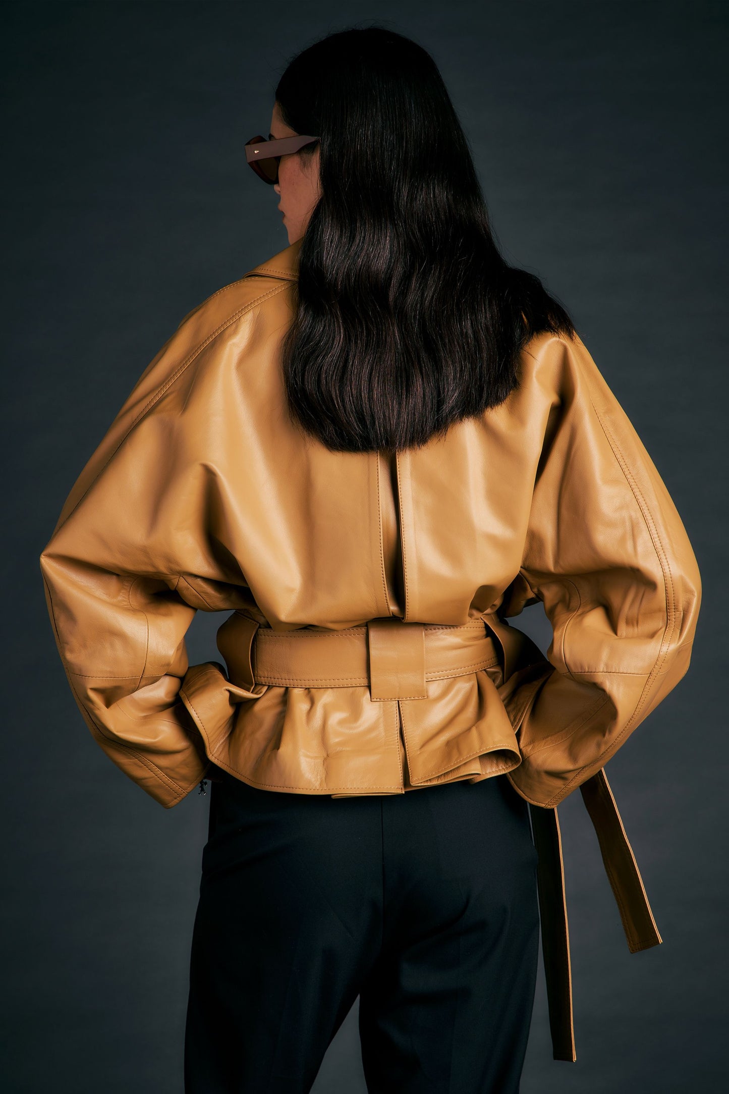 Leather Cropped Underground Coat Tan