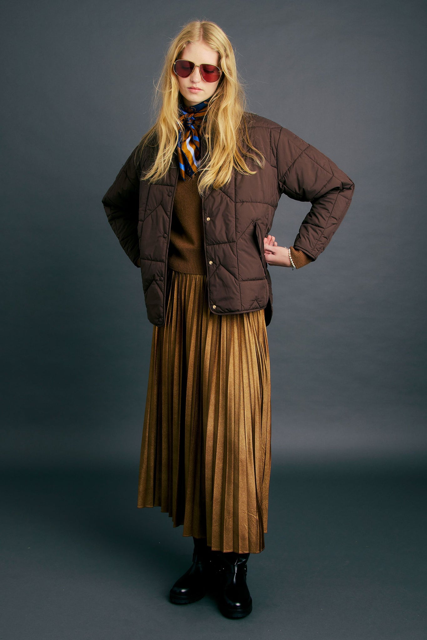 Quilted Monogram Jacket Chocolate