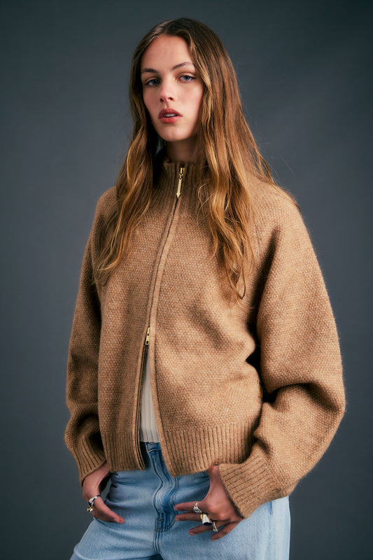 Nestle Knit Bomber Camel