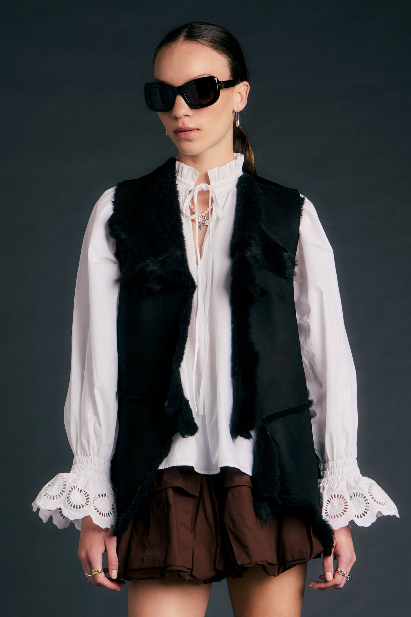 Shearling Waistcoat Black