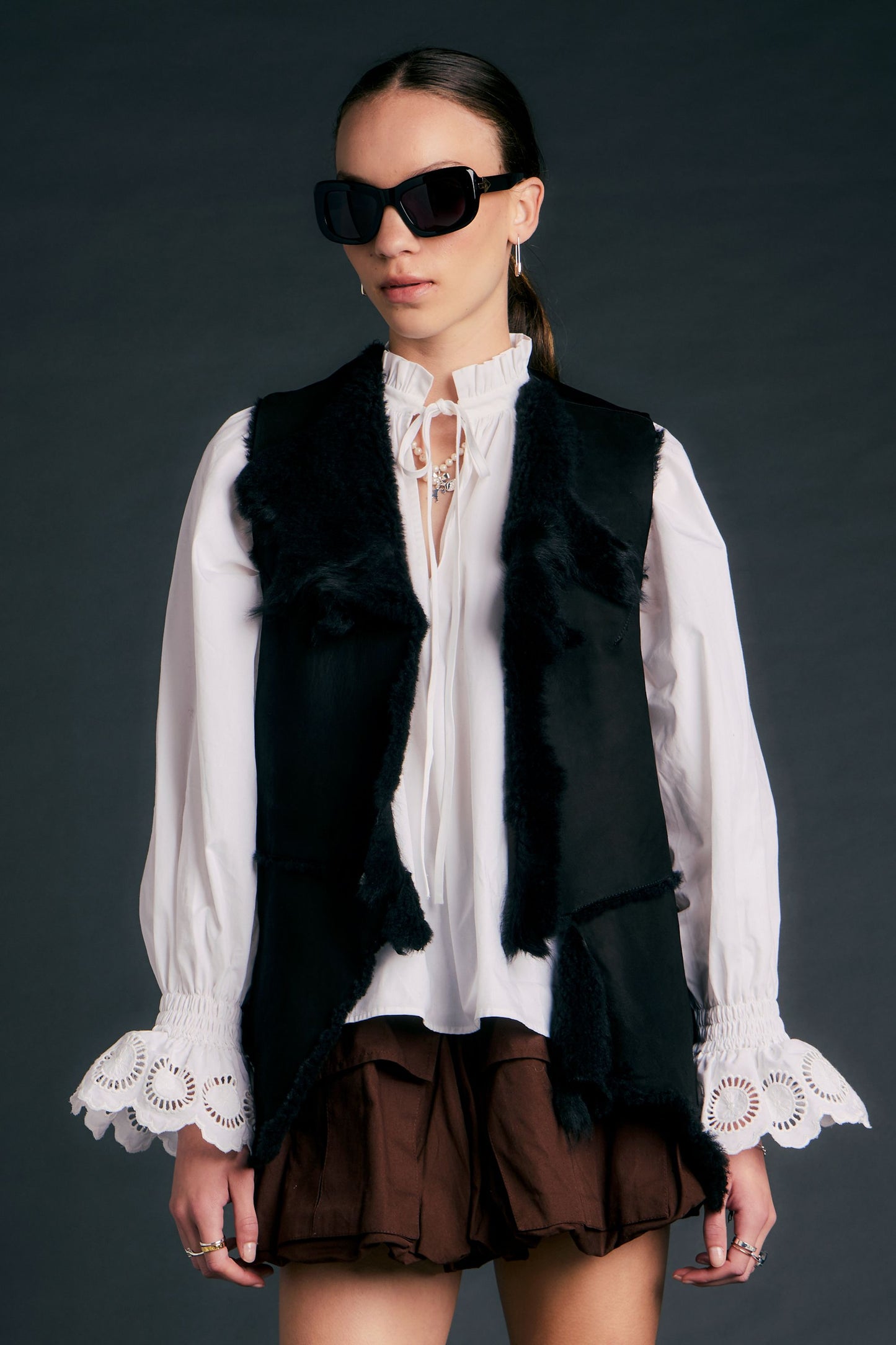 Shearling Waistcoat Black