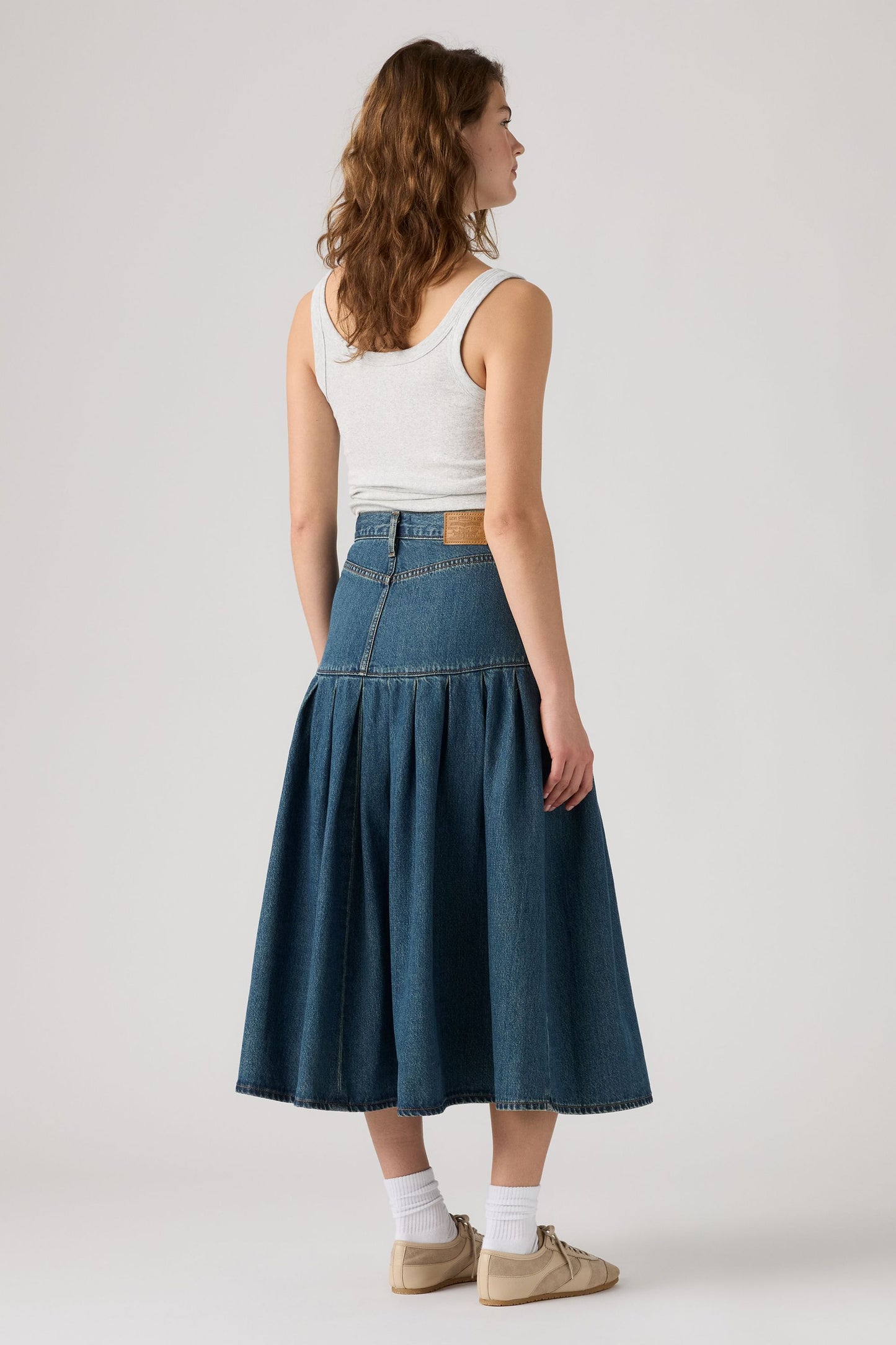 Yoked Pleated Skirt Claim My Heart Indigo