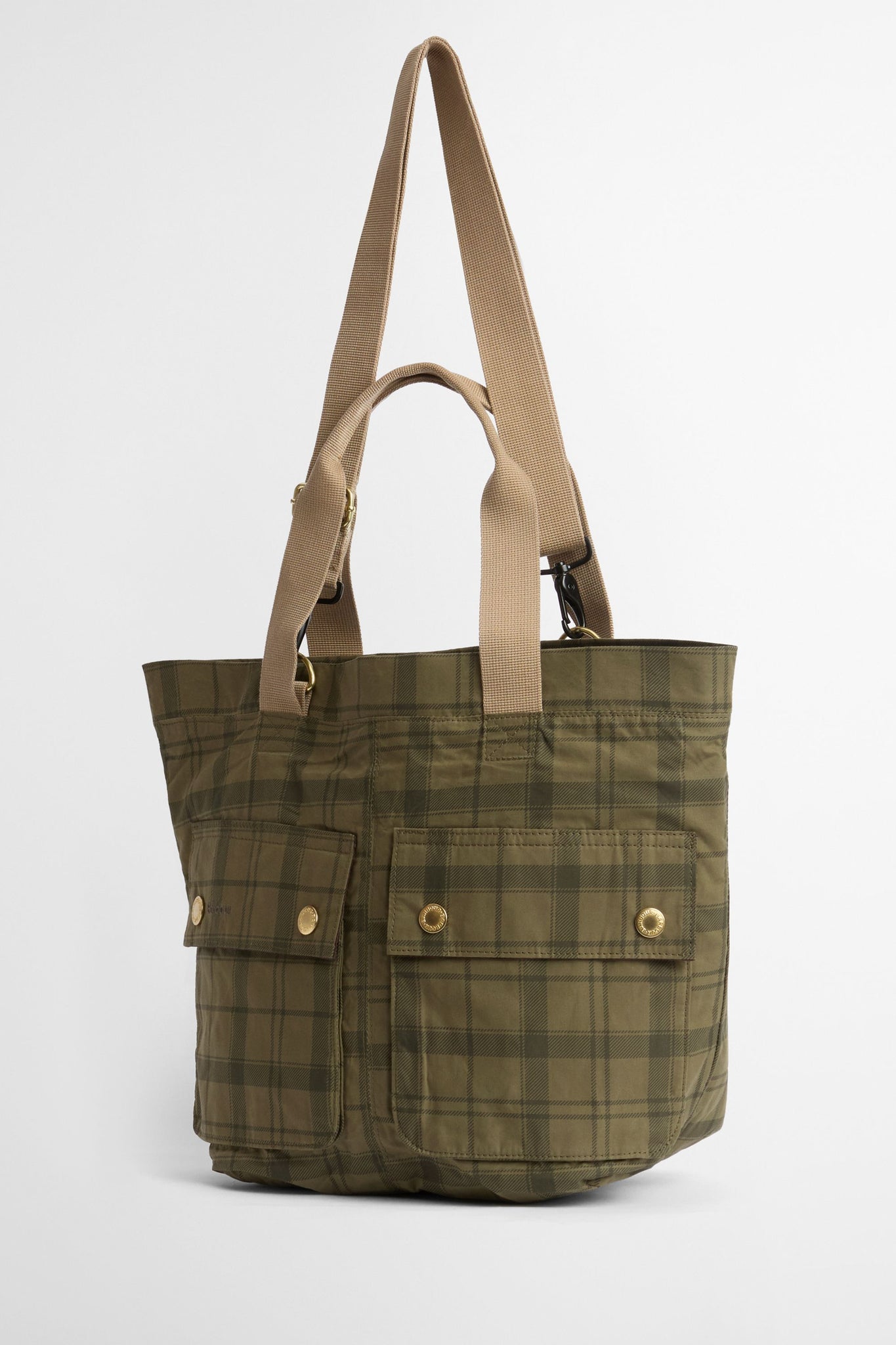Transport Carry All Tote Bag Dusky Green Tartan