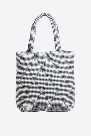 Riah Quilted Tote Bag Gingham Check