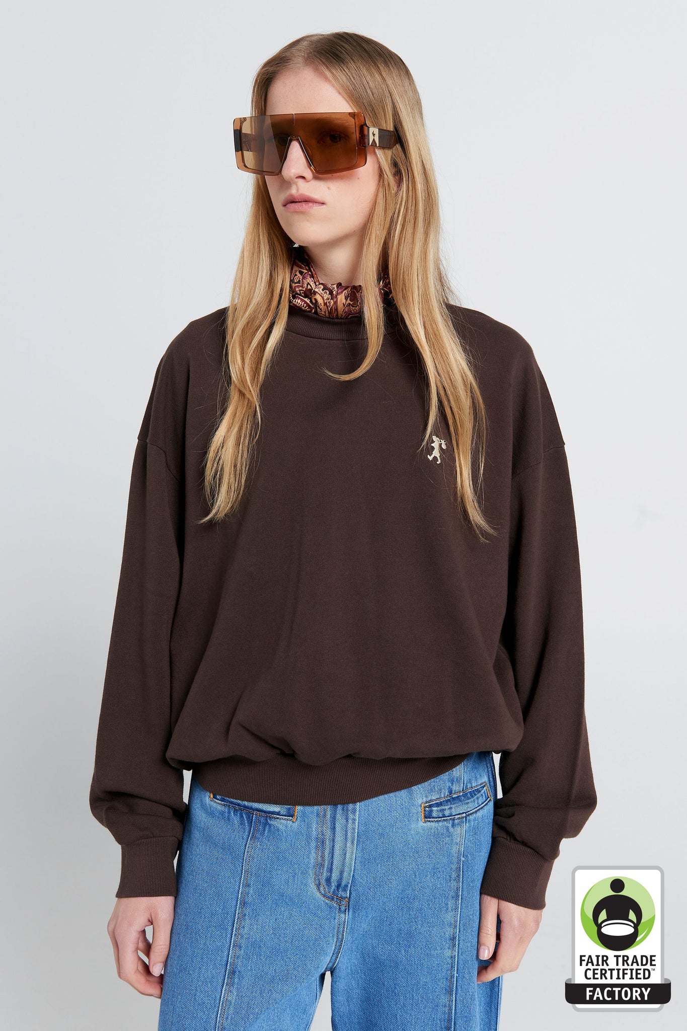Runaway Girl Organic Cotton Crewneck Sweatshirt Chocolate Brown