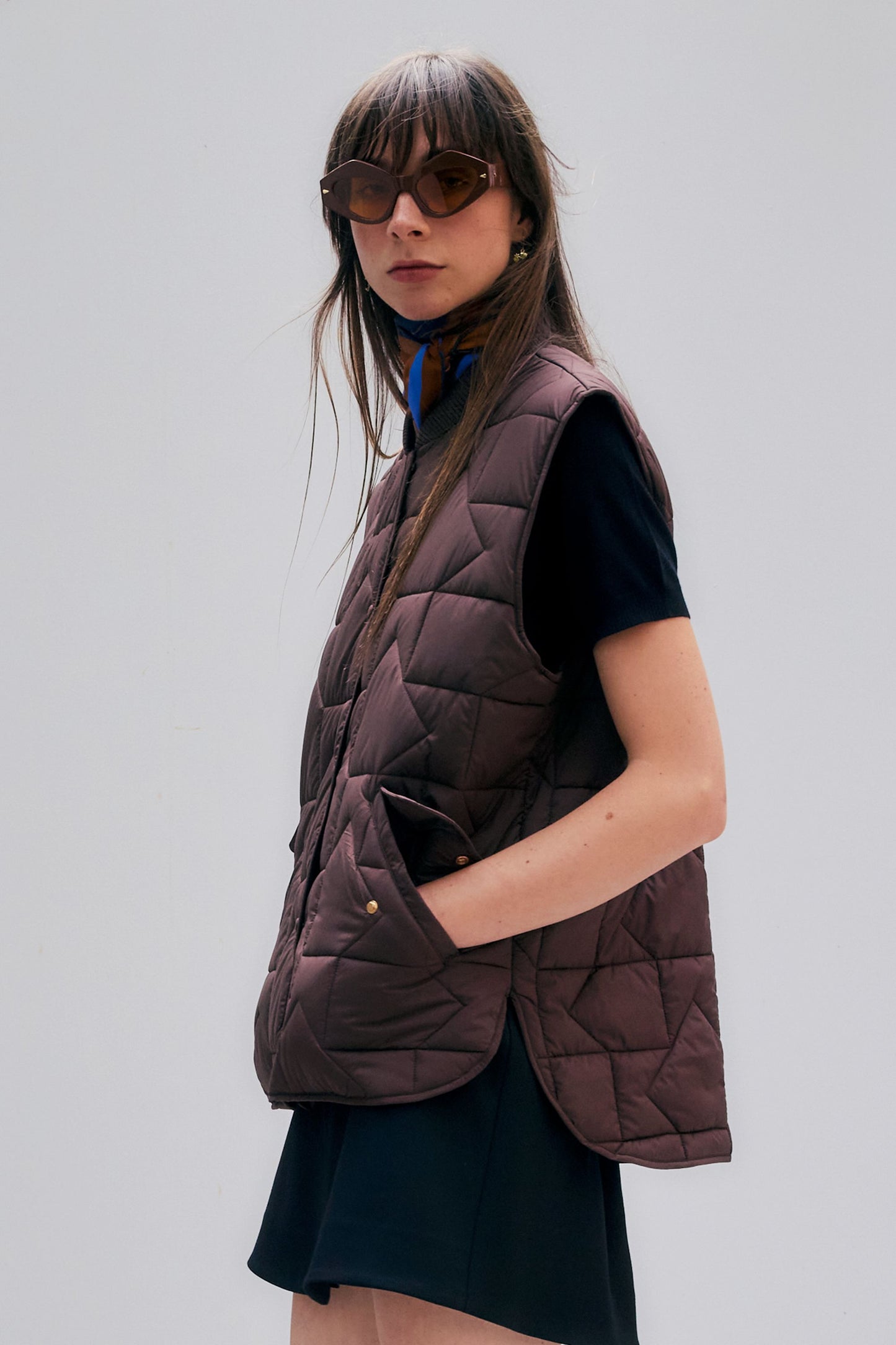 Quilted Monogram Vest Chocolate