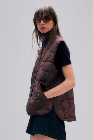 Quilted Monogram Vest Chocolate