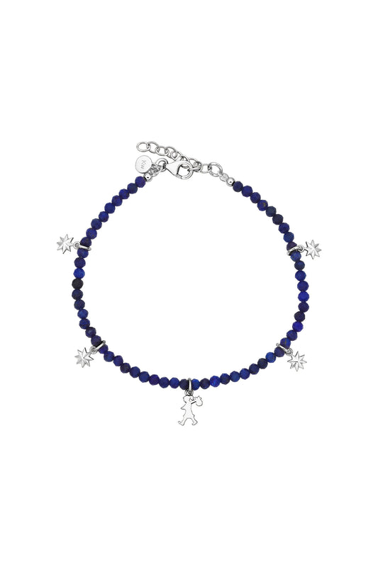 Lapis Charm Bracelet Silver