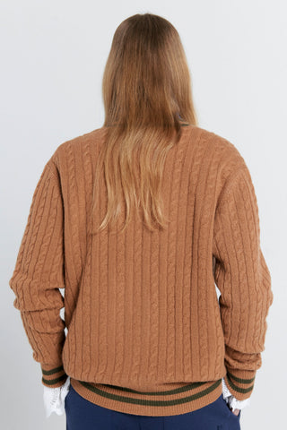 Collegiate Knit Cardigan Tan/Olive