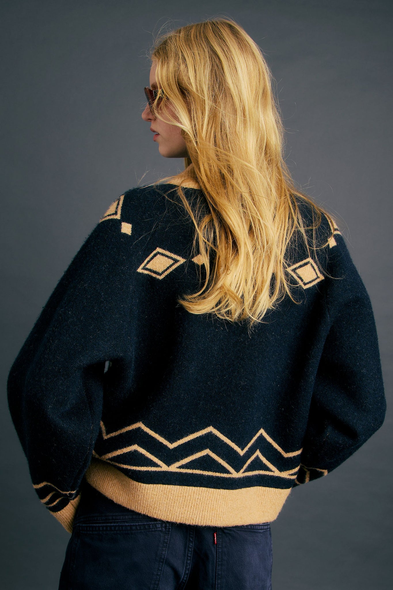 Carousel Knit Bomber Navy