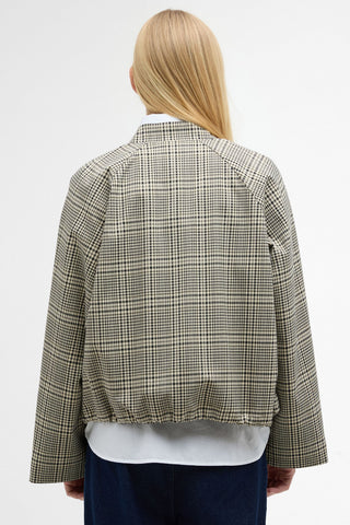 Leyburn Check Showerproof Bomber Jacket Olive Prince Of Wales