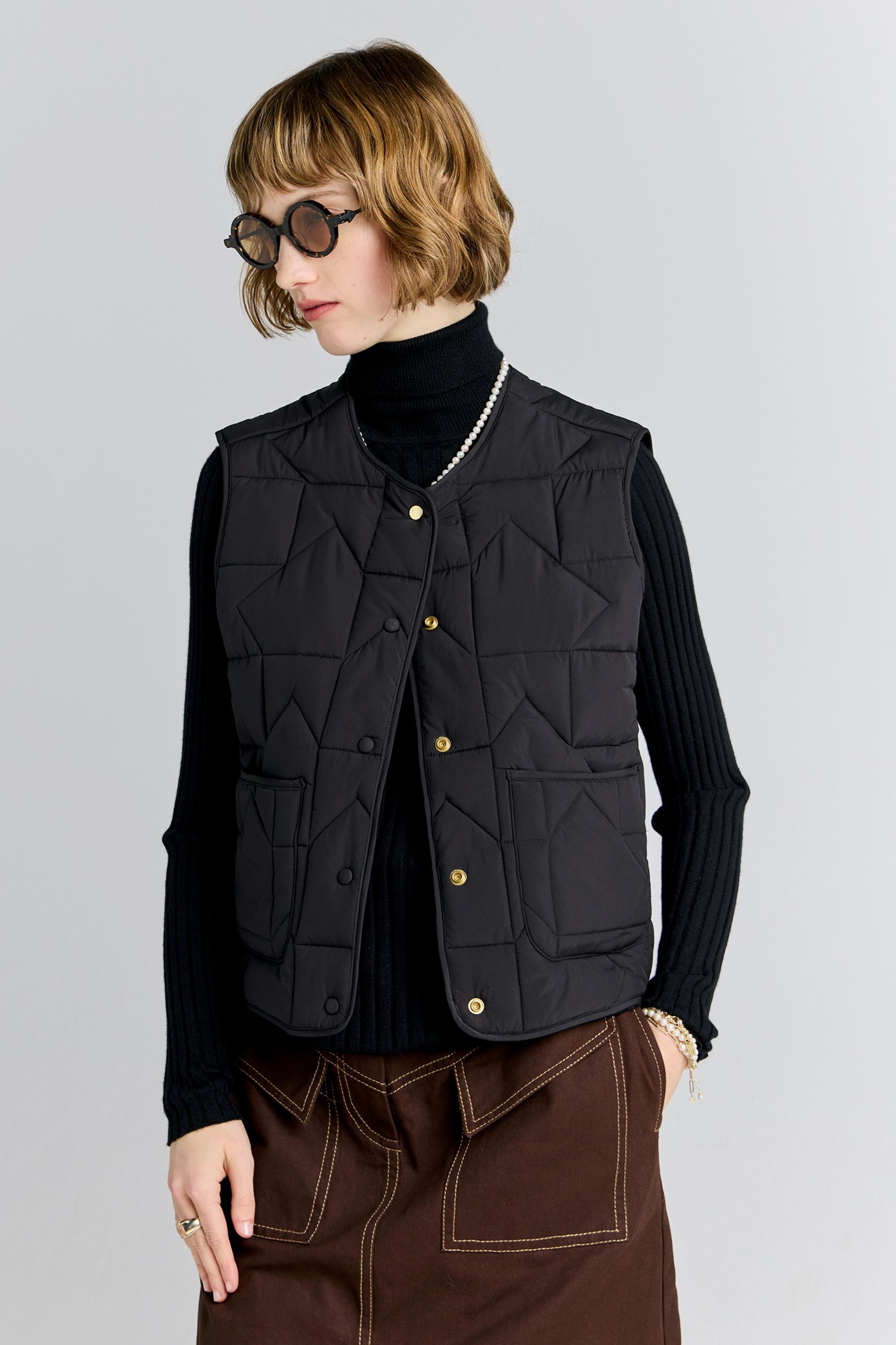 Quilted Drift Vest Black – Karen Walker