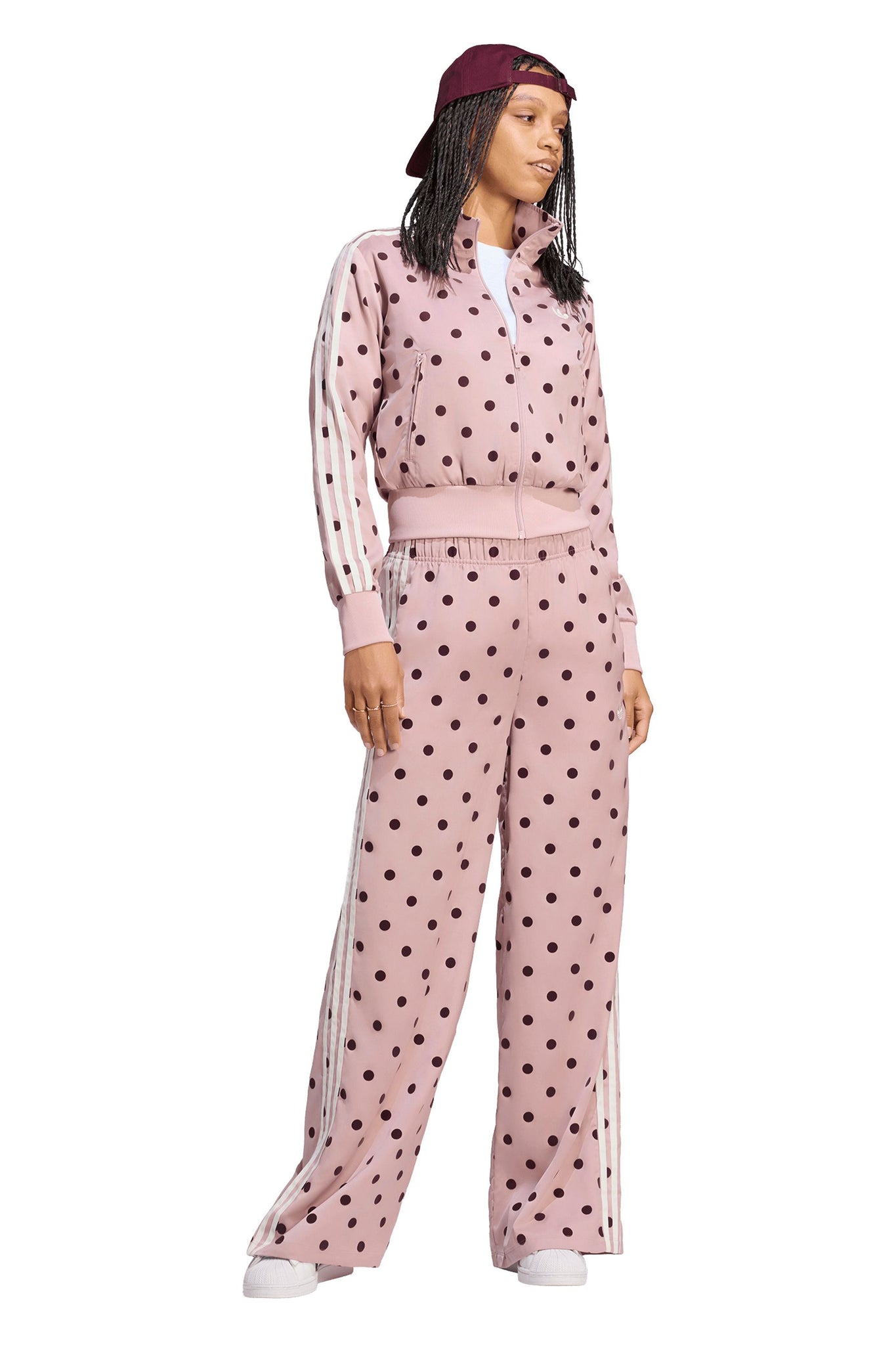 Satin Polka Dots Track Top Dual Lilac